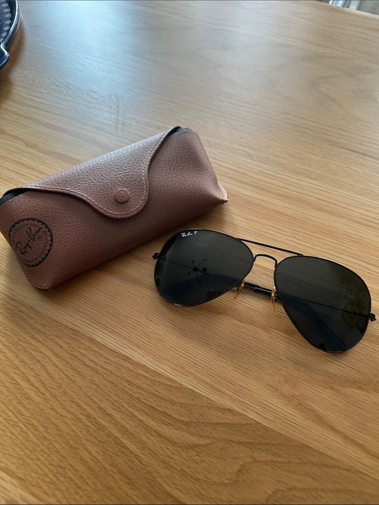 Ray-Ban Accessories - Ray-Ban Men's Black Aviator Sunglasses with Brown Case and Gold Accents